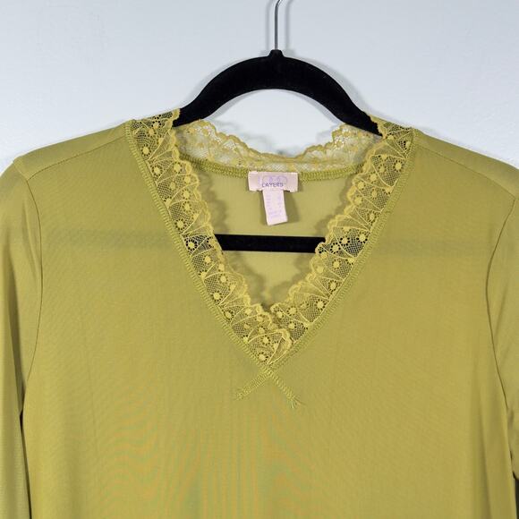 Moss Green Mesh Lace Long sleeve Top Goblincore Granola Girl Earthy Layering - Picture 4 of 8